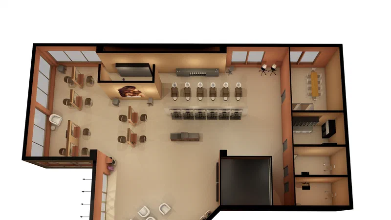3D visualisering av frisørsalong