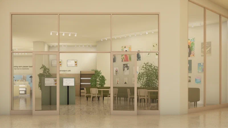 3D visualisering av butikkfasade