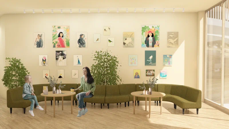 3D visualisering av kafé i butikk